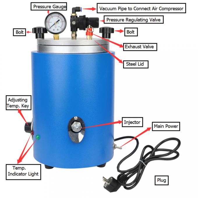 Injetor de cera de tanque 5,5 LB para controle manual de joias 500 W 1